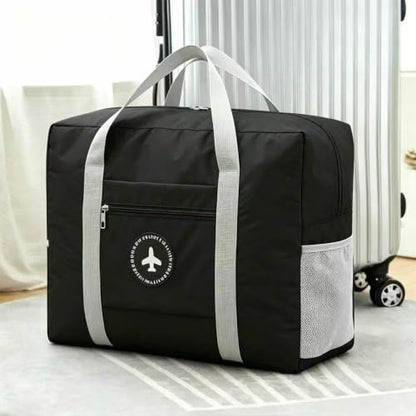 Lightweight Travel Duffel Bag, Foldable Carry on Weekender Overnight - color: Black