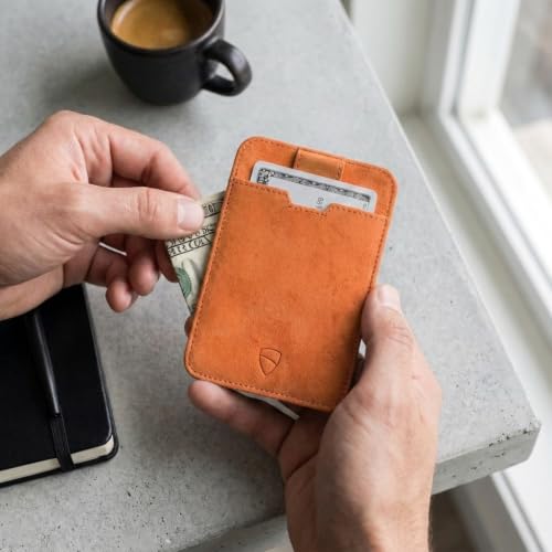 Vaultskin CHELSEA Slim Leather Card Wallet for Men, RFID (Amber) - color: Amber