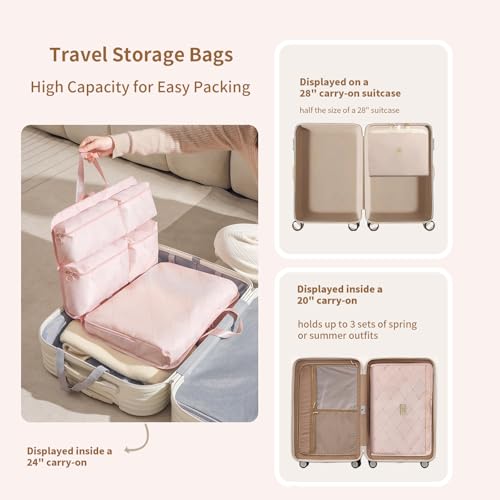 7-in-1 Travel Storage Bag, Foldable Hanging Packing Cube with Compartments for Clothes, Pink - color: Pink