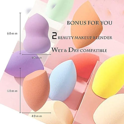 28Pcs Makeup Brushes With Sponges Girls Travel Makeup Case Pink - color: Pink
