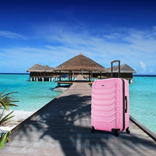 InUSA ENDURANCE Luggage with Spinner Wheels | Durable Lightweight Hardside Suitcase, Spacious Travel Bag with Handle and Trolley | 28-Inch Large Checked Luggage | Pink - color: Pink, size: 28 Inch