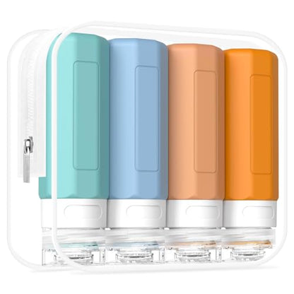 Redfly Travel Bottles for Toiletries 3oz, Silicone Travel Size Containers - color: Mixed, size: 4Packs
