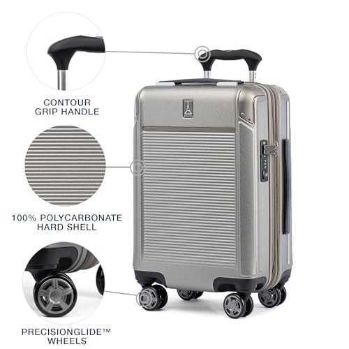 Travelpro Platinum Elite Hardside Carry-On Luggage, Sand, 20-Inch - color: Metallic Sand, size: Compact Carry-On 20-Inch