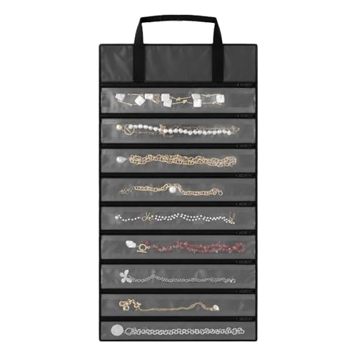 UnionPlus Velvet Jewelry Roll Organizer, 9 Grids, Black - color: Black, size: 9-Grids