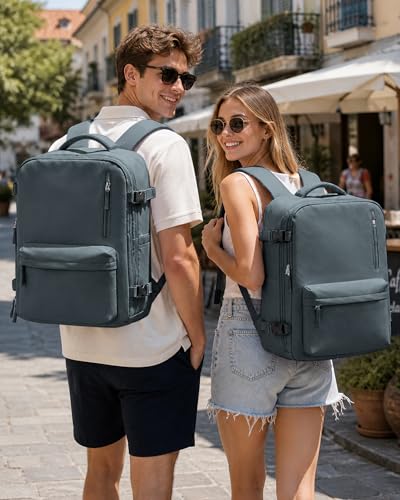 Travel Backpack for Women 18x14x8 Personal Item Tsa Carry On Backpack - color: Greyblue, size: Large