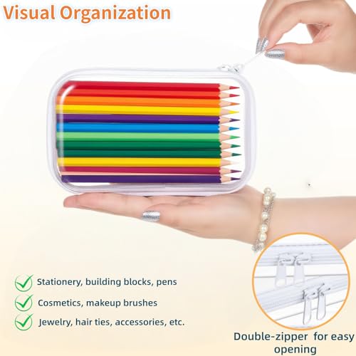 Thickened Clear Hard Shell Zipper Case,Professional-Grade Plastic Clear Zipper Pencil Case, Toiletry Pouch, Travel Organizer, Cosmetic Bag, Toy Storage Bins (2PCS-S) - color: 2PCS-S