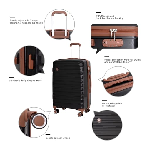 Travelhouse 5-Piece PP Hardside Luggage Set with Spinner Wheels & TSA Lock