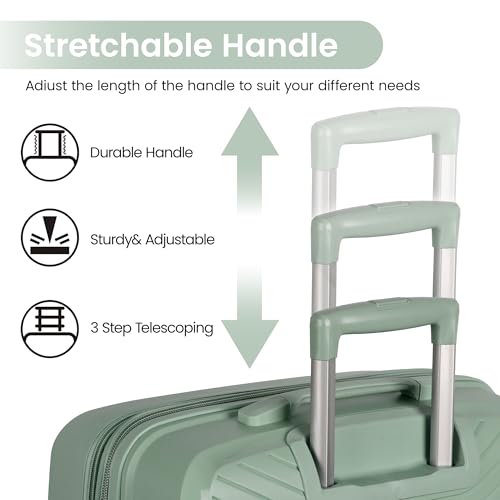 25" Checked Luggage Hardside Suitcase Expandable 20% - color: Green, size: Checked-Medium 25-Inch