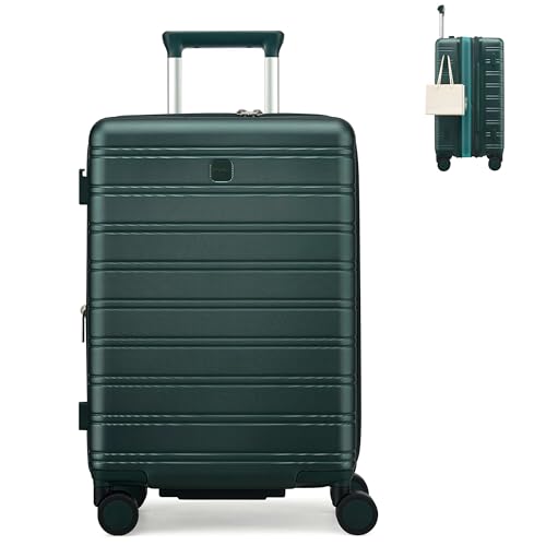 MILADA 20-Inch Hardside Expandable Carry-On Luggage Suitcase, Green - color: Blackish Green, size: Carry On 20 inch