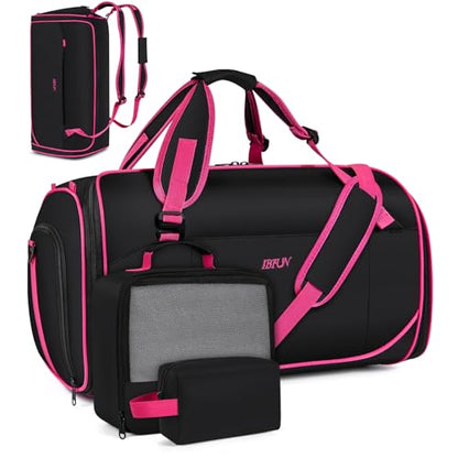 Convertible Garment Bag for Travel, 4-in-1 Backpack for Women Men, 3pcs 50L - color: C-Black Red