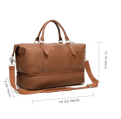Kinmac Travel Duffel Bag For Men and Women,Sports Gym Yoga Duffel Bag Weekender Overnight Totes Bag (COffee PU) - color: Coffee PU