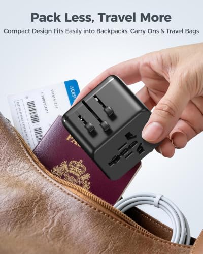 Universal Travel Adapter with Dual AC Outlets, 4 USB Ports, 2500W