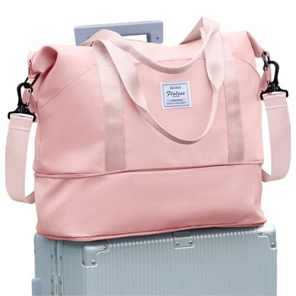Travel Duffel Bag Carry On Overnight Weekender Bags for Women Hospital Tote - color: B-pink-expandable, size: X-large