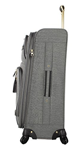 Steve Madden Designer Luggage Collection - 3 Piece Softside Expandable Lightweight Spinner Suitcase Set - Travel Set includes 20 Inch Carry on, 24 Inch & 28-Inch Checked Suitcases (PEEK-A-BOO Grey) - color: PEEK-A-BOO Grey