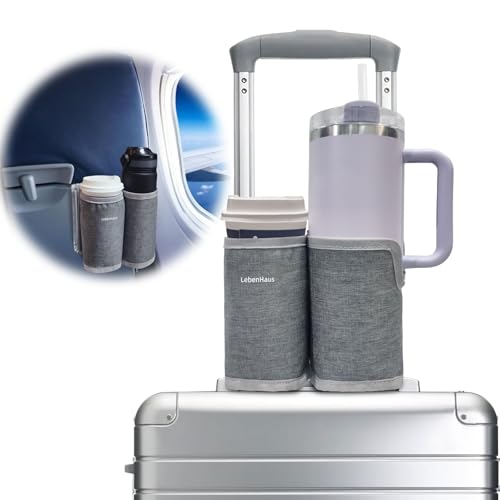 2 in 1 Luggage Cup Holder for Suitcase Airplane Drink Carrier Travel Gray - color: gray