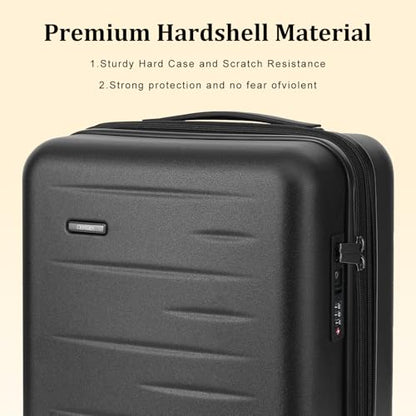 CENSIEN Expandable 16 Inch Underseat Carry On Luggage Airline Approved - color: Black, size: 16 Inch Underseat EXT