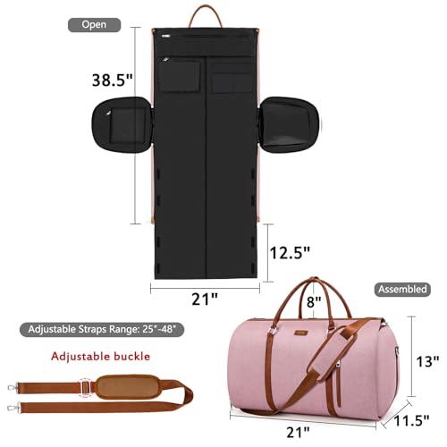 Convertible 2-in-1 Garment Bags for Travel with Waterproof Shoe Compartment - color: 5-Pink