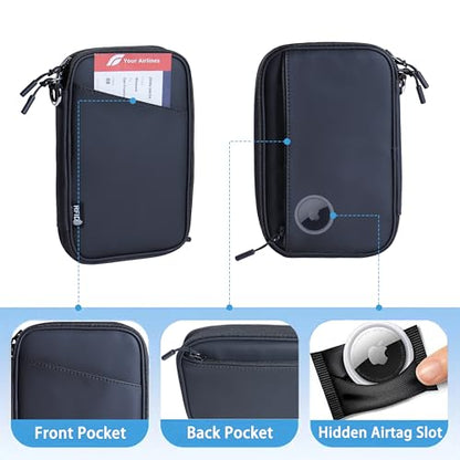 Lagre Family Passport Holder for 4, Black - color: LARGE BLACK
