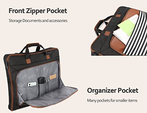 MATEIN Suit Carry On Garment Bag for Travel, Suit Bag with Adjustable Strap - color: Black Stripe