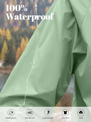 PITINAN Women's Rain Jacket Packable with Hood Lightweight Travel XS-3XL - color: Sage Green, size: Small