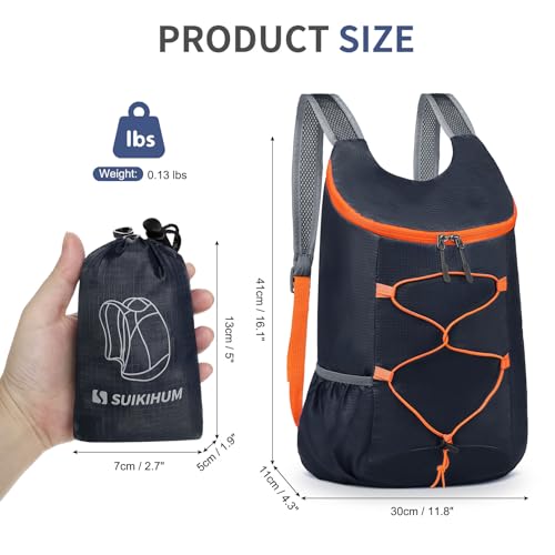 20L Small Hiking Backpack Lightweight Packable Daypack Navy | Foldable Day Pack for Men Women Functional Style Small Outdoor Backpack Waterproof for Travel Camping Mountaineering - color: Navy Blue