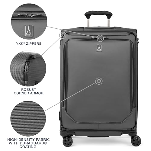Travelpro Crew Classic Softside Checked Luggage, Grey, 25-Inch - color: Titanium Grey, size: Checked Medium