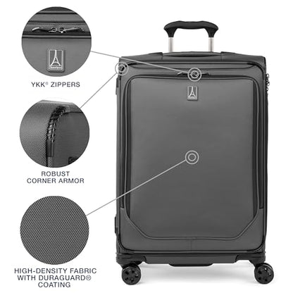 Travelpro Crew Classic Softside Checked Luggage, Grey, 25-Inch - color: Titanium Grey, size: Checked Medium