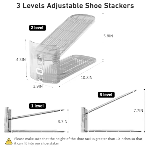NVGSN 16Pack Clear Shoe Slot Organizer,Shoe Stacker,Storage Space Saver 50% - color: 16pack