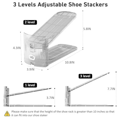 NVGSN 16Pack Clear Shoe Slot Organizer,Shoe Stacker,Storage Space Saver 50% - color: 16pack