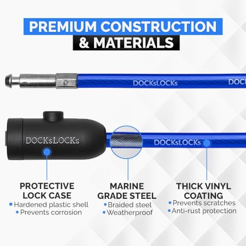 DocksLocks Coiled Security Cable Lock (5' to 25’ Lengths) with Keys, 25ft - size: 25ft
