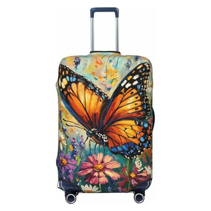 Travel Luggage Cover Butterfly Art, High Elasticity Washable Travel Baggage Protector Case Fits 22-24 in - color: Butterfly Art, size: 22-24 in