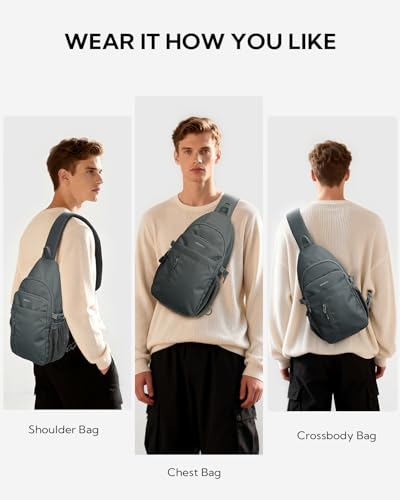 WATERFLY Small Crossbody Sling Bag: RFID Travel Hiking Daypack Man Woman - color: Dark Grey