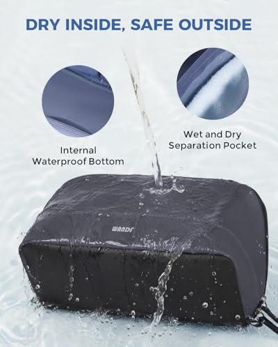 WANDF PU Leather Toiletry Bag for Men, Dopp Kit with Hanging Pouch - color: Medium Plus, Dark Gray, size: Medium Plus