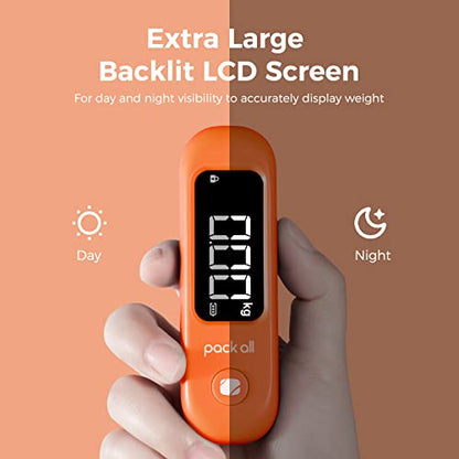 pack all Digital Luggage Scale for Travel, 110Lbs Capacity, 0.1Lb Precision - color: Orange
