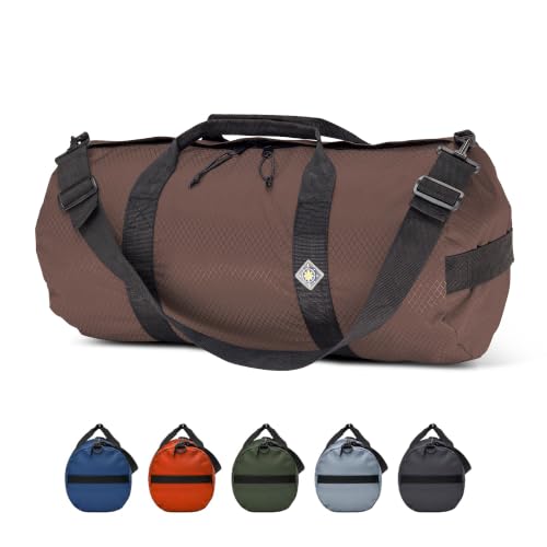 44L Daily Heavy Duty Duffle Bag, Weatherproof Ripstop Gym Travel Gear Bag - color: Brown, size: 12" x 24" (44 Liters)