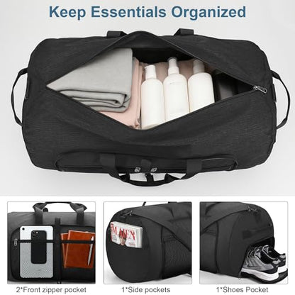 80L EXTRA LARGE Foldable Waterproof Travel duffle Bag for Men and Women - color: Black, size: 80L