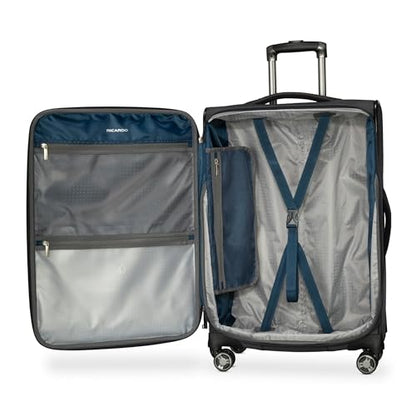 Ricardo Beverly Hills Avalon Softside Medium Check-In Luggage Made with Sustainable 100% Recycled PET (rPET), Lightweight, Eco-Friendly Travel, Expandable, Dual Spinner Wheels, Black, 24-inch - color: Black, size: 24-inch