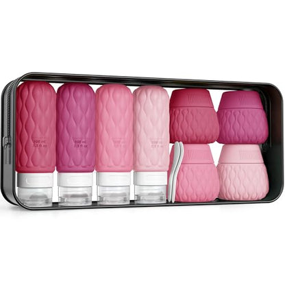 Travel Bottles for Toiletries Silicone Travel Size Containers 3.4oz 1.7oz - color: Berry Gradient
