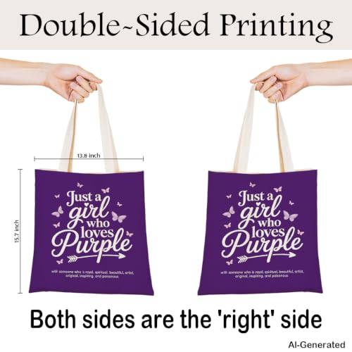 Funny Tote Bag, Canvas Reusable Carryall for Shopping Trip Commute - color: Purple 02