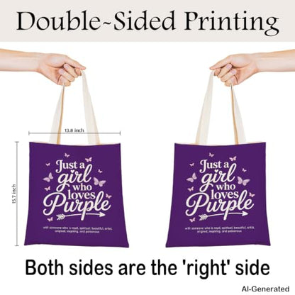 Funny Tote Bag, Canvas Reusable Carryall for Shopping Trip Commute - color: Purple 02