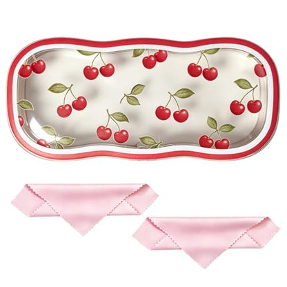 Glasses Case Hard Shell, Clear Eyeglass Case, Cute Holder for Sunglasses and Reading Glasses - color: Red Cherry1