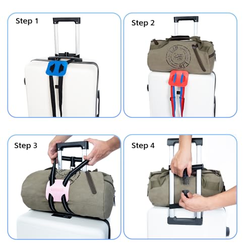 Luggage Straps for Suitcases, Luggage Bungee Straps for Attaching Bags, Travel Essentials for Suitcases Add a Bag (Black/Pink 1pcs) - color: Black/Pink 1pcs