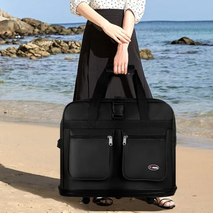 36'' Expandable Rolling Duffel Bag Suitcases w/Wheels,Foldable Luggage Bag - color: Black, size: 36"