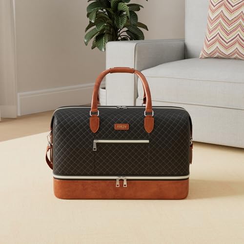 ITIEZY Weekender Bag for Women 21.5" Travel Duffel Large Carry On Bag 3PCS - color: 4-Black
