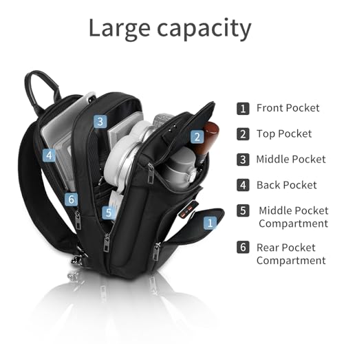 reeyee Sling Bag for Men, Anti-Theft Crossbody Bag for Travel and Hiking - color: Black