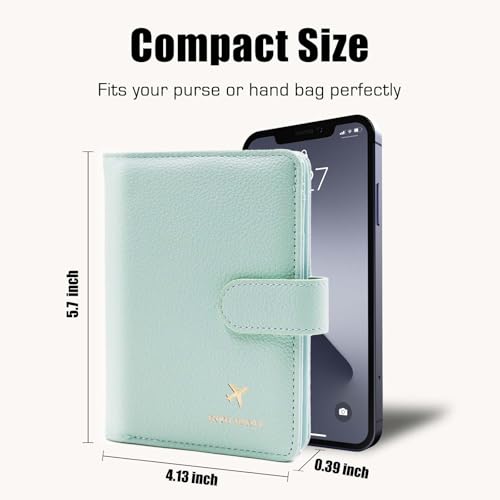 Cnycmy Passport Holder for Travel,Passport Cover Case with RFID - color: Leatherate-Aqua Green