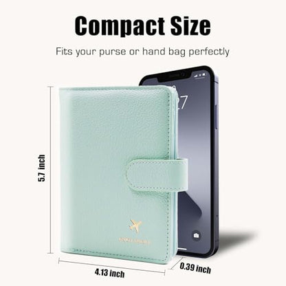Cnycmy Passport Holder for Travel,Passport Cover Case with RFID - color: Leatherate-Aqua Green