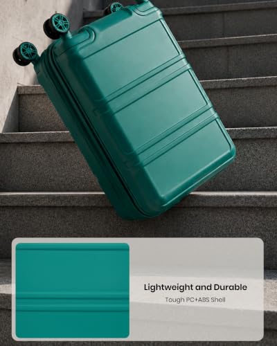 Kono Carry On Luggage Set Airline Approved with Spinner Wheels - color: Turquoise, size: 2-piece Set (12/20)