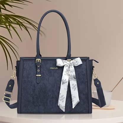 MOSISO Laptop Bag for Women, 15.6-16 inch PU Leather Tote Bag - color: Haze Blue, size: 16 inch