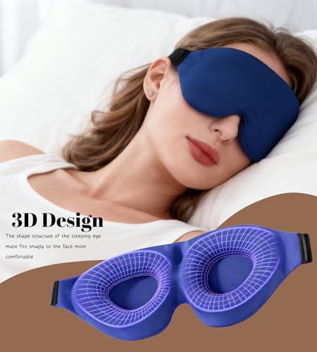 Sleep Mask for Women Men Comfortable Blockout Soft 3D Padded Eye Mask for Sleeping Side Sleeper Friendly Royal Blue - color: Royal Blue